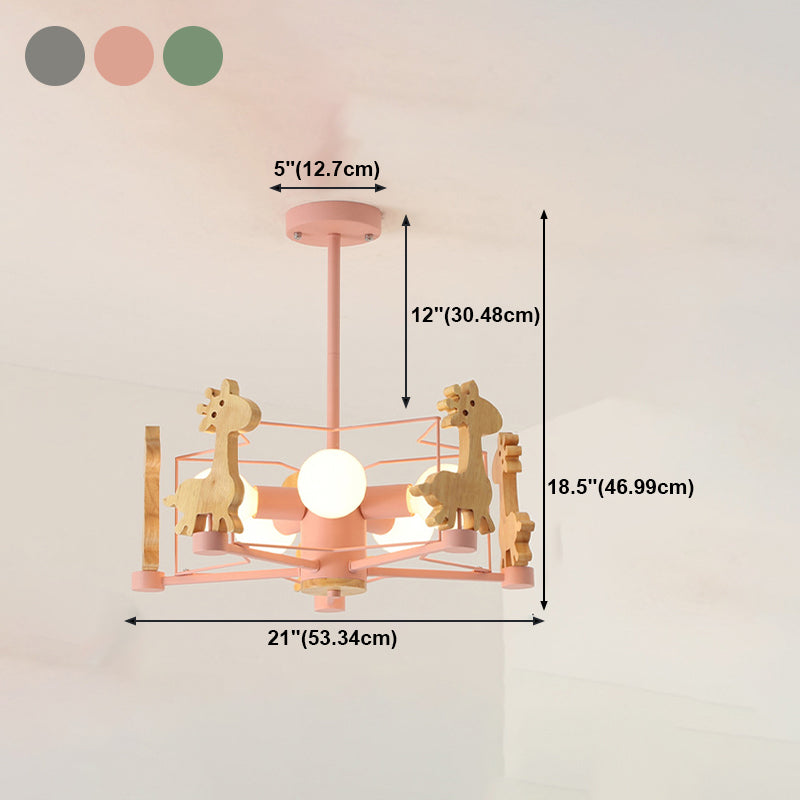 Colorful Simple Chandelier Macron 5-Light Hanging Light for Kid Room
