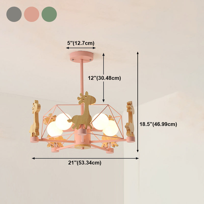 Colorful Simple Chandelier Macron 5-Light Hanging Light for Kid Room