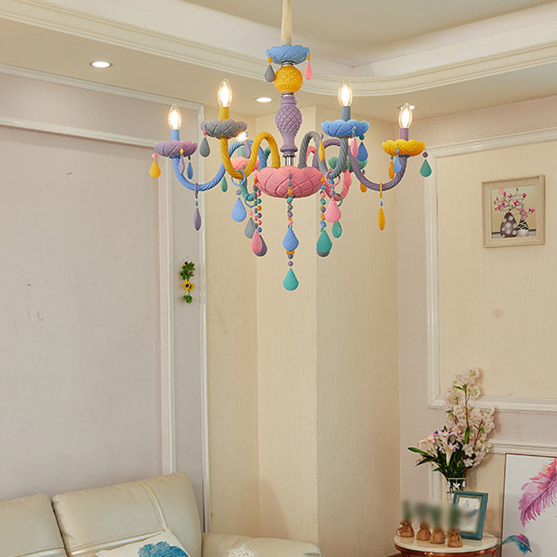 Nordic Style Macron Chandelier Multi Light Candle Pendant Lighting Fixture for Living Room