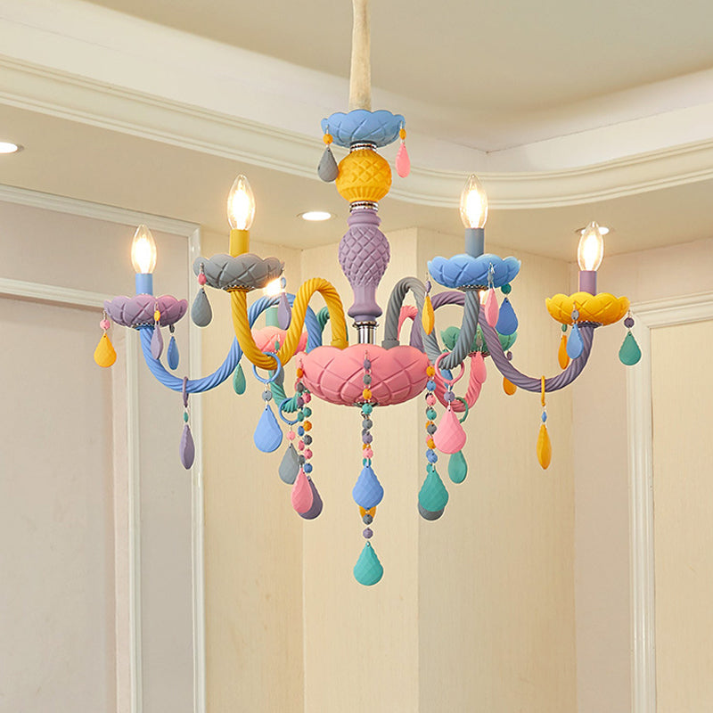 Nordic Style Macron Chandelier Multi Light Candle Pendant Lighting Fixture for Living Room