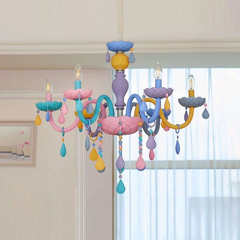 Nordic Style Macron Chandelier Multi Light Candle Pendant Lighting Fixture for Living Room