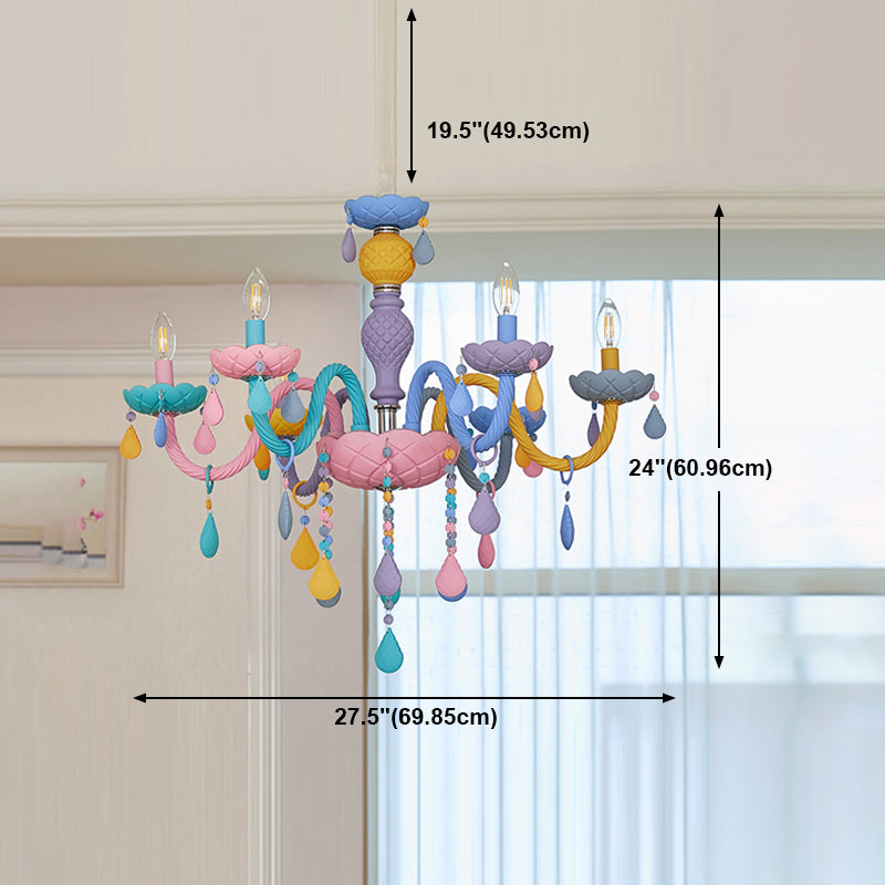 Nordic Style Macron Chandelier Multi Light Candle Pendant Lighting Fixture for Living Room