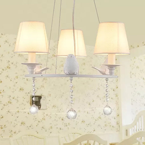 Bucket Shade Living Room Chandelier Metal Elegant Hanging Lamp with Crystal in White Clearhalo 'Ceiling Lights' 'Chandeliers' Lighting' options 45917