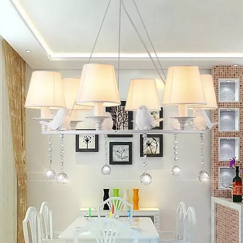 Bucket Shade Living Room Chandelier Metal Elegant Hanging Lamp with Crystal in White Clearhalo 'Ceiling Lights' 'Chandeliers' Lighting' options 45922
