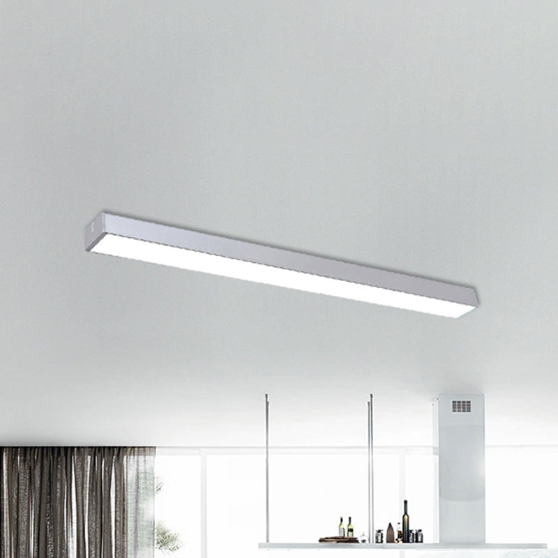 Black/Silver Linear Flush Mount Lamp Minimal Metal Led 23.5"/35.5"/47" Wide Flush Light Fixture for Office Clearhalo 'Ceiling Lights' 'Close To Ceiling Lights' 'Close to ceiling' 'Flush mount' Lighting' 460182