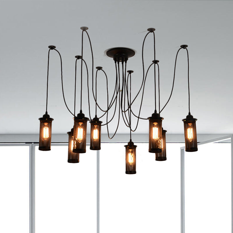 3/8 Bulbs Pendant Light with Cylinder Mesh Shade Metal Vintage Stylish Kitchen Ceiling Fixture in Black, Round/Linear Canopy Clearhalo 'Art Deco Pendants' 'Black' 'Cast Iron' 'Ceiling Lights' 'Ceramic' 'Crystal' 'Industrial Pendants' 'Industrial' 'Metal' 'Middle Century Pendants' 'Pendant Lights' 'Pendants' 'Rustic Pendants' 'Tiffany' Lighting' 460196