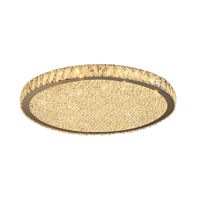 8.5"/14"/18" Wide Circular Flush Mount Light Modern Crystal 1-Light Clear/Amber LED Ceiling Light Fixture in Warm/White Light Clearhalo 'Ceiling Lights' 'Close To Ceiling Lights' 'Close to ceiling' 'Flush mount' Lighting' 460215