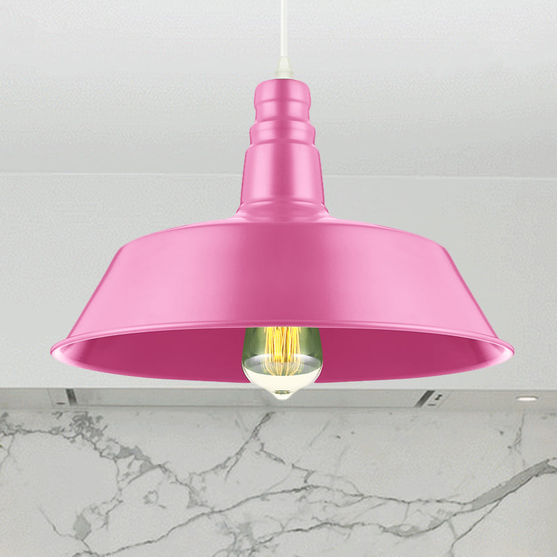 10/14 Inch Wide Barn Living Room Pendant Lighting Industrial Style Metal 1 Bulb Pink/Yellow Hanging Light with Adjustable Cord Clearhalo 'Art Deco Pendants' 'Cast Iron' 'Ceiling Lights' 'Ceramic' 'Crystal' 'Industrial Pendants' 'Industrial' 'Metal' 'Middle Century Pendants' 'Pendant Lights' 'Pendants' 'Tiffany' Lighting' 460463