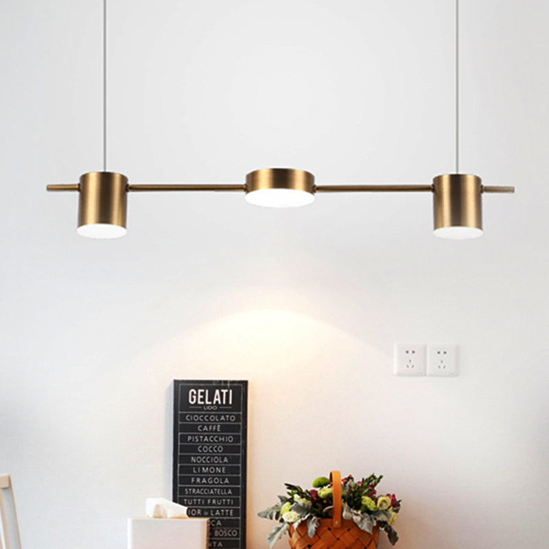 Drum Aluminum Island Pendant Modern Simple 3/5-Head Black/Gold Ceiling Light Fixture in Warm/White Light Clearhalo 'Ceiling Lights' 'Island Lights' Lighting' 460601