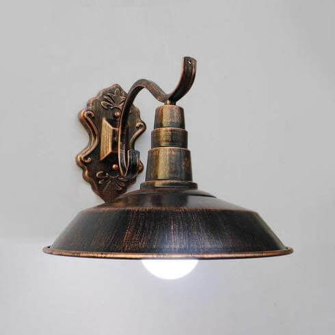 1 Bulb Barn Sconce Lighting Farmhouse Style Copper/Rust Wrought Iron Wall Lamp for Corridor Rust Clearhalo 'Art deco wall lights' 'Cast Iron' 'Glass' 'Industrial wall lights' 'Industrial' 'Middle century wall lights' 'Modern' 'Rustic wall lights' 'Tiffany' 'Traditional wall lights' 'Wall Lamps & Sconces' 'Wall Lights' Lighting' 46094-sw