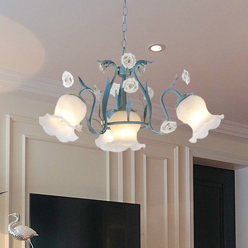 Blossom Dining Room Chandelier Korean Garden Metal 4/6/9 Heads Pink/White LED Ceiling Hang Fixture Clearhalo 'Ceiling Lights' 'Chandeliers' Lighting' options 465366