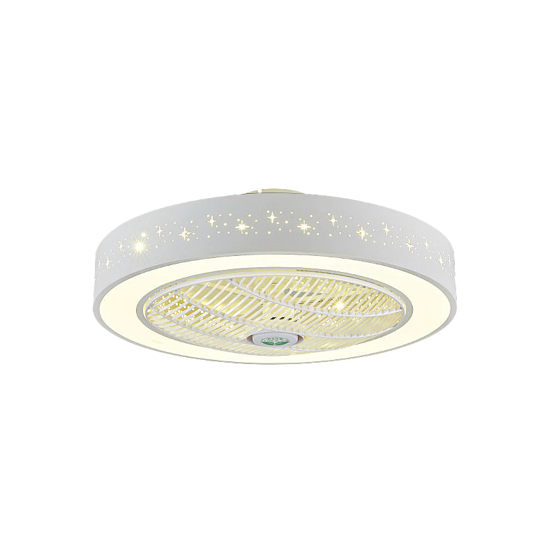 White Ring Ceiling Fan Light Simplicity Acrylic LED Bedroom Semi Flush Mount Lighting Fixture, 21.5" Width Clearhalo 'Ceiling Fans with Lights' 'Ceiling Fans' 'Modern Ceiling Fans' 'Modern' Lighting' 465524