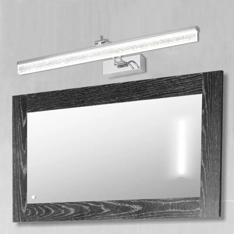 Acrylic Linear LED Vanity Fixture Modern Chrome Adjustable Sconce Light in Warm/White Light, 16"/23.5"/31.5" Wide Clearhalo 'Cast Iron' 'Glass' 'Industrial' 'Modern wall lights' 'Modern' 'Tiffany' 'Traditional wall lights' 'Vanity Lights' 'Wall Lights' Lighting' 467387