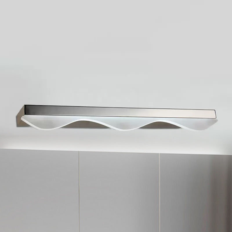 Linear Vanity Lighting Modernism Metal LED Stainless Steel Wall Mount Light with Acrylic Wave Shade, 17"/21" Width Clearhalo 'Cast Iron' 'Glass' 'Industrial' 'Modern wall lights' 'Modern' 'Tiffany' 'Traditional wall lights' 'Vanity Lights' 'Wall Lights' Lighting' 467527