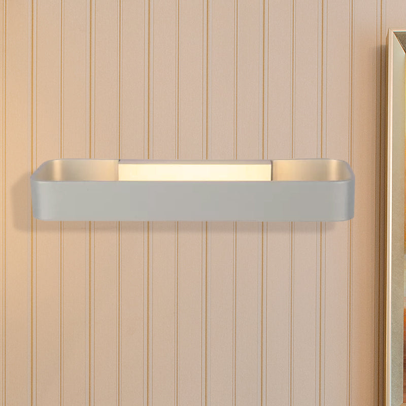 Rectangular Living Room Wall Sconce Fixture Aluminum 12"/16" Dia LED Minimalism Wall Mounted Lamp in Black/White Clearhalo 'Cast Iron' 'Glass' 'Industrial' 'Modern wall lights' 'Modern' 'Tiffany' 'Traditional wall lights' 'Wall Lamps & Sconces' 'Wall Lights' Lighting' 467857