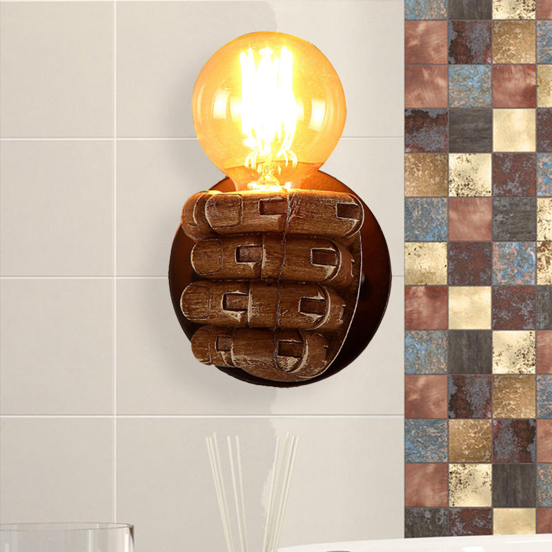 1 Head Wall Light with Right/Left Hand Shade Wood Industrial Style Living Room Sconce Light Fixture in Brown Clearhalo 'Art deco wall lights' 'Cast Iron' 'Glass' 'Industrial wall lights' 'Industrial' 'Middle century wall lights' 'Modern' 'Rustic wall lights' 'Tiffany' 'Traditional wall lights' 'Wall Lamps & Sconces' 'Wall Lights' Lighting' 467962