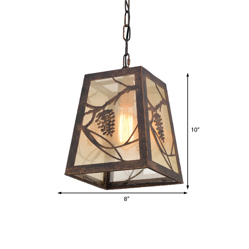 1 Light Trapezoidal Pendant Lighting Fixture Industrial Bronze Metal Hanging Ceiling Light with Fabric Shade Clearhalo 'Art Deco Pendants' 'Cast Iron' 'Ceiling Lights' 'Ceramic' 'Crystal' 'Industrial Pendants' 'Industrial' 'Metal' 'Middle Century Pendants' 'Pendant Lights' 'Pendants' 'Tiffany' Lighting' 468027
