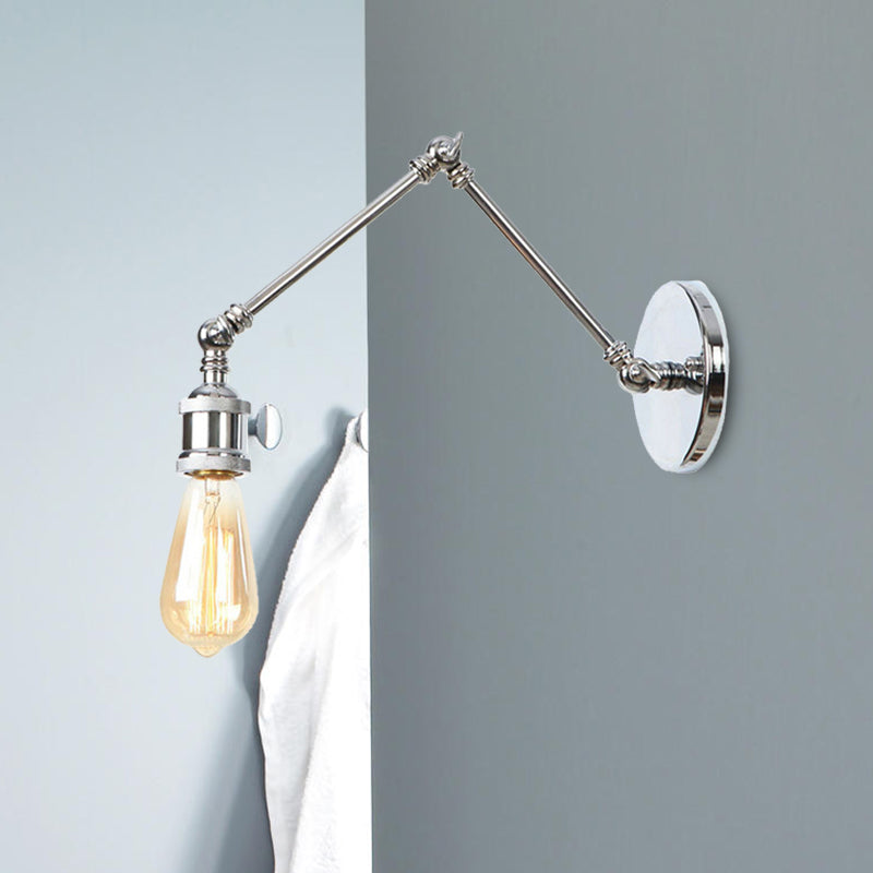 1 Light Swing Arm Sconce Light Industrial Black/Brass Metal Wall Lighting Fixture for Bathroom Clearhalo 'Art deco wall lights' 'Cast Iron' 'Glass' 'Industrial wall lights' 'Industrial' 'Middle century wall lights' 'Modern' 'Rustic wall lights' 'Tiffany' 'Traditional wall lights' 'Wall Lamps & Sconces' 'Wall Lights' Lighting' 468166