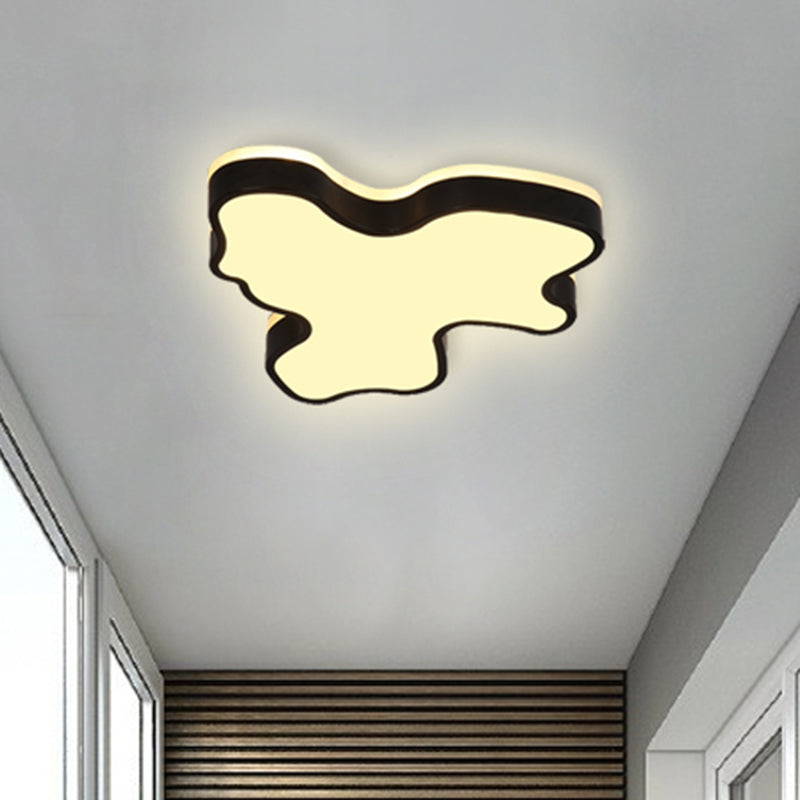 16"/19.5"/23.5" W Abstract Flush Light with Black/White Metal Shade and Acrylic Diffuser Led Contemporary Flush Mount in Warm/White Clearhalo 'Ceiling Lights' 'Close To Ceiling Lights' 'Close to ceiling' 'Flush mount' Lighting' 468271