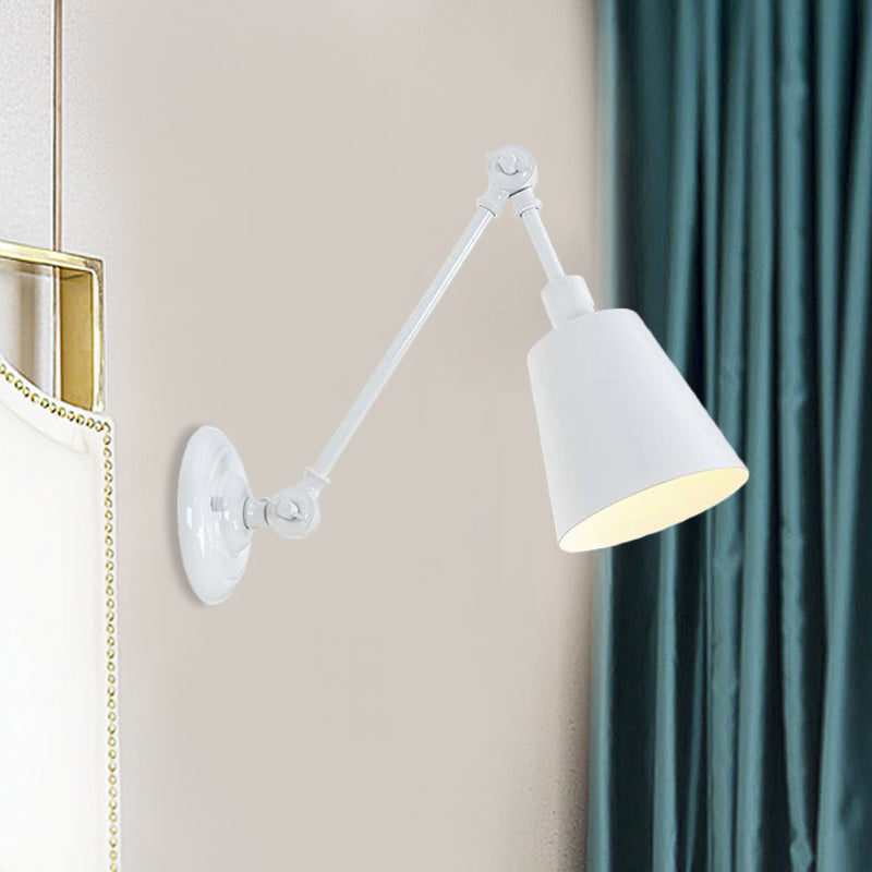 1 Light Metallic Wall Mount Light Contemporary Black/Rust Tapered Bedroom Wall Light Sconce with Adjustable Arm Clearhalo 'Art deco wall lights' 'Cast Iron' 'Glass' 'Industrial wall lights' 'Industrial' 'Middle century wall lights' 'Modern' 'Rustic wall lights' 'Tiffany' 'Traditional wall lights' 'Wall Lamps & Sconces' 'Wall Lights' Lighting' 468350