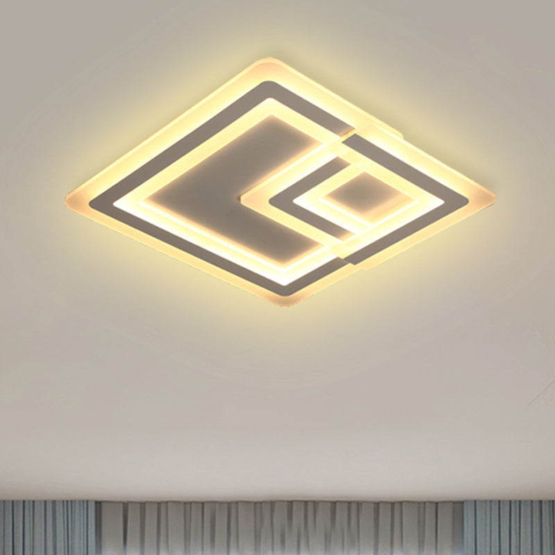 16"/19.5"/25" W Nordic Square Led Flush Mount Lamp Led Metal and Acrylic White Ceiling Flush Mount in Warm/White Clearhalo 'Ceiling Lights' 'Close To Ceiling Lights' 'Close to ceiling' 'Flush mount' Lighting' 468450