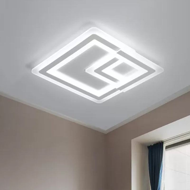 16"/19.5"/25" W Nordic Square Led Flush Mount Lamp Led Metal and Acrylic White Ceiling Flush Mount in Warm/White Clearhalo 'Ceiling Lights' 'Close To Ceiling Lights' 'Close to ceiling' 'Flush mount' Lighting' 468451