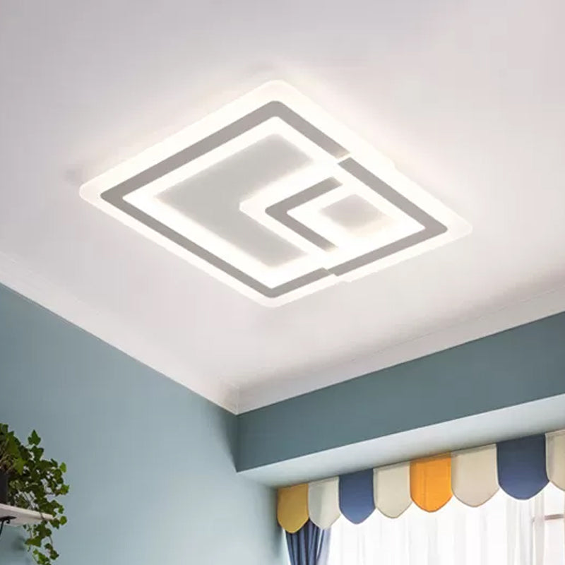 16"/19.5"/25" W Nordic Square Led Flush Mount Lamp Led Metal and Acrylic White Ceiling Flush Mount in Warm/White Clearhalo 'Ceiling Lights' 'Close To Ceiling Lights' 'Close to ceiling' 'Flush mount' Lighting' 468452