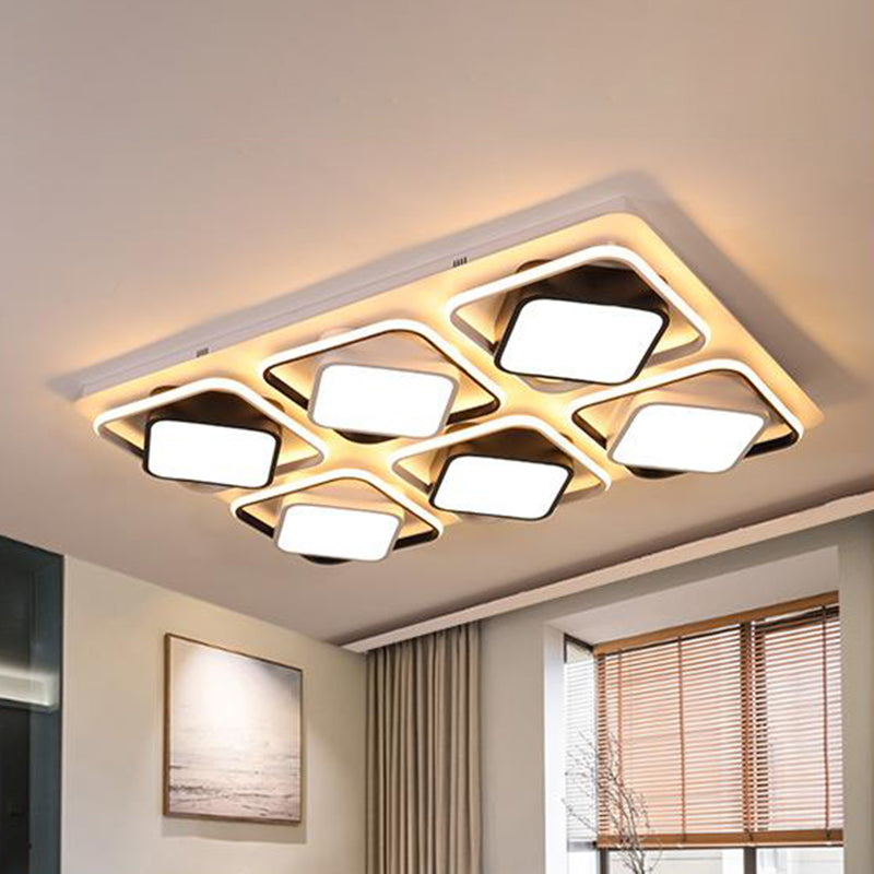 Black and White Cube Flushmount Light Modern Simple Led Indoor Flush Mount Ceiling Light in Third Gear, 27.5"/41" W Clearhalo 'Ceiling Lights' 'Close To Ceiling Lights' 'Close to ceiling' 'Flush mount' Lighting' 468515