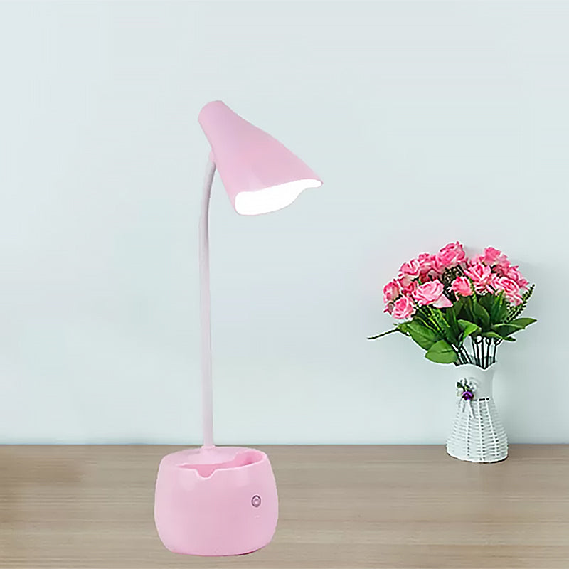 Eye-Caring Flexible Gooseneck Desk Light Pen Holder Design LED USB Charging Reading Light in Blue/Pink/White/Yellow Clearhalo 'Desk Lamps' 'Lamps' Lighting' 468671