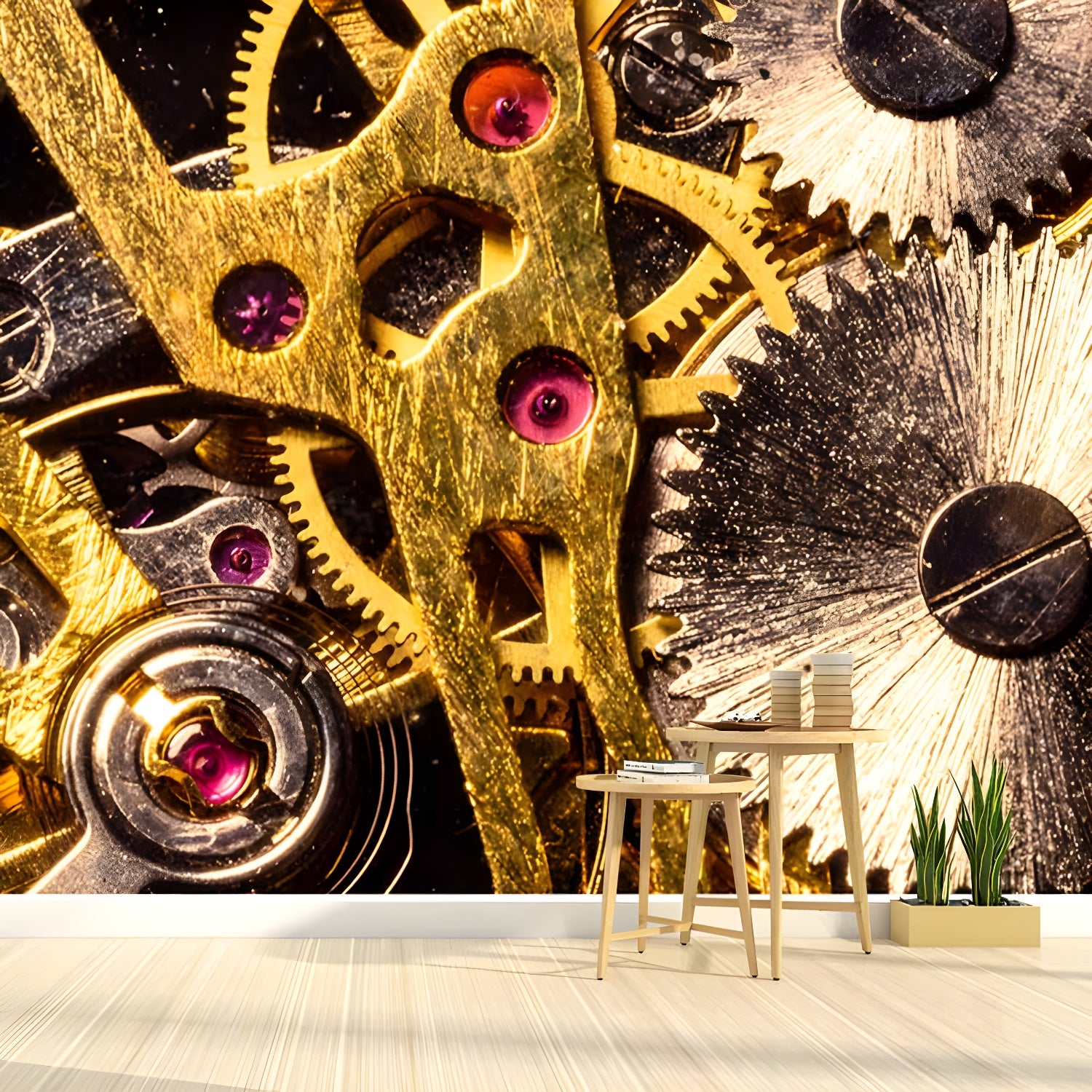 Modern Style Mural Wallpaper Gears Photography Indoor Wall Mural