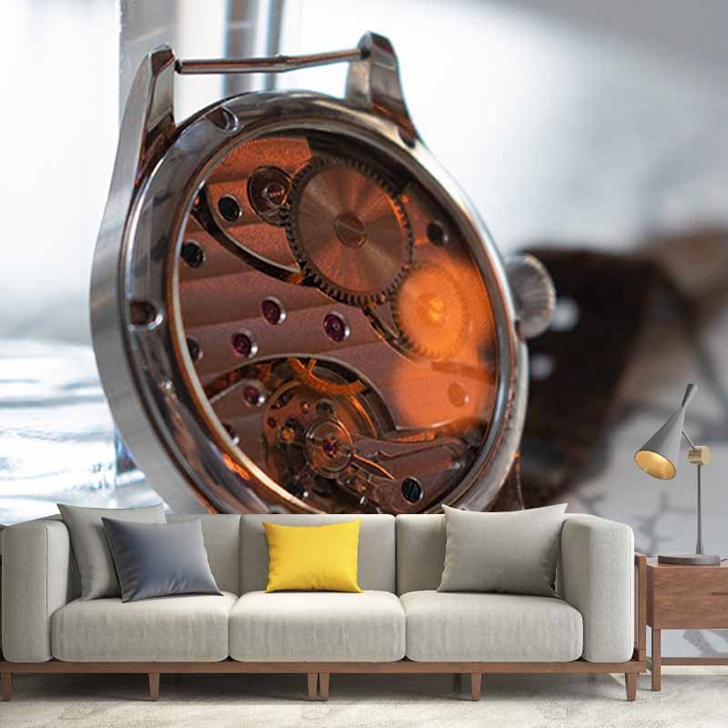 Modern Style Mural Wallpaper Gears Photography Indoor Wall Mural