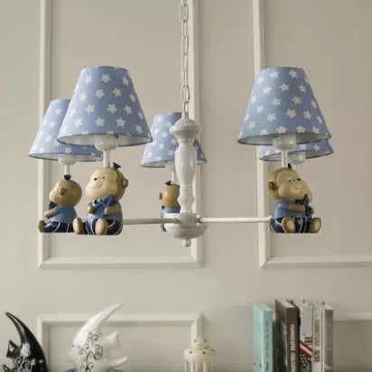 Dot Tapered Shade Chandelier Kids Metal Resin Hanging Light with Monkey for Dining Room Clearhalo 'Ceiling Lights' 'Chandeliers' Lighting' options 47950