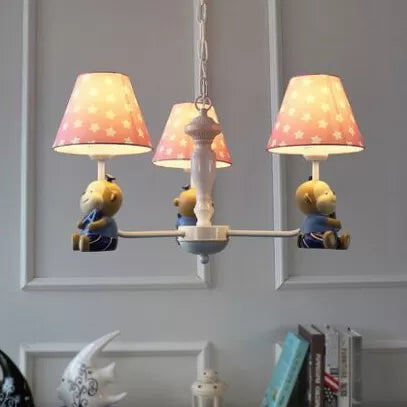 Dot Tapered Shade Chandelier Kids Metal Resin Hanging Light with Monkey for Dining Room Clearhalo 'Ceiling Lights' 'Chandeliers' Lighting' options 47953