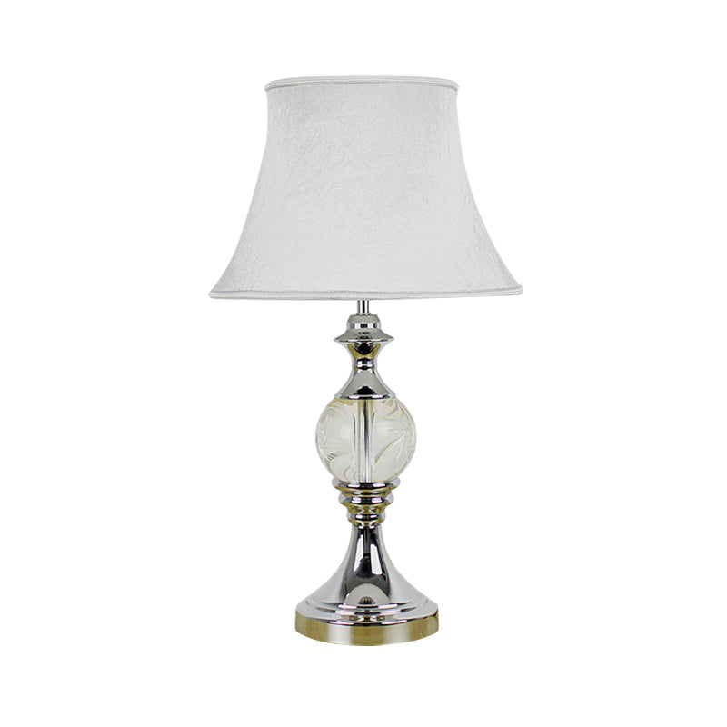 1 Head Study Task Lighting Modern White Reading Book Light with Bell Fabric Shade Clearhalo 'Lamps' 'Table Lamps' Lighting' 493257