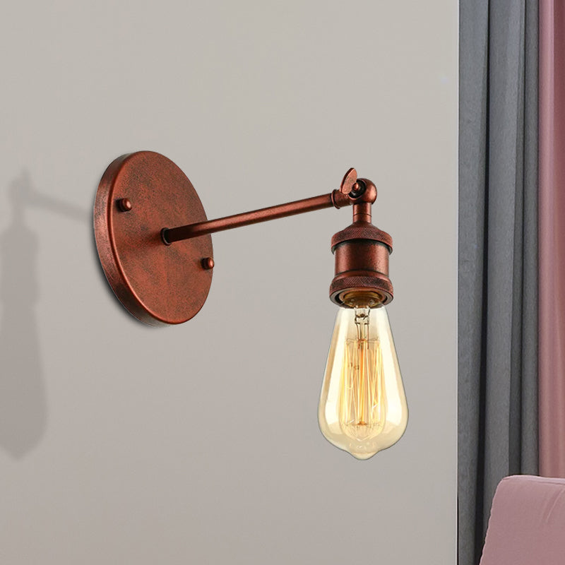 Black/Brass Finish 1 Head Wall Lamp Industrial Metal Mini Sconce Lighting with Bare Bulb for Bedroom Clearhalo 'Art deco wall lights' 'Cast Iron' 'Glass' 'Industrial wall lights' 'Industrial' 'Middle century wall lights' 'Modern' 'Rustic wall lights' 'Tiffany' 'Traditional wall lights' 'Wall Lamps & Sconces' 'Wall Lights' Lighting' 494037