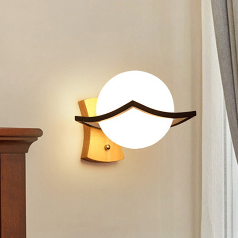 Contemporary Globe Shade Sconce Light 1 Head Milk Glass Wall Lamp in White for Bedside Clearhalo 'Modern wall lights' 'Modern' 'Wall Lamps & Sconces' 'Wall Lights' Lighting' 494171