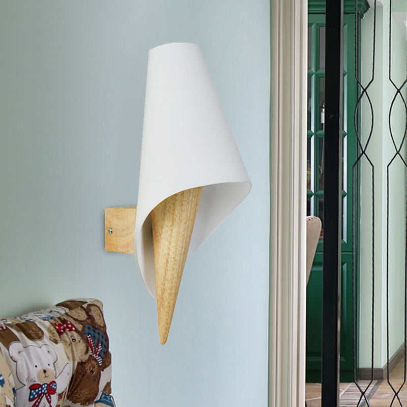 Glass Sweet Cone Wall Light Living Room 1 Light Contemporary Wall Sconce in White & Beige Clearhalo 'Modern wall lights' 'Modern' 'Wall Lamps & Sconces' 'Wall Lights' Lighting' 494177