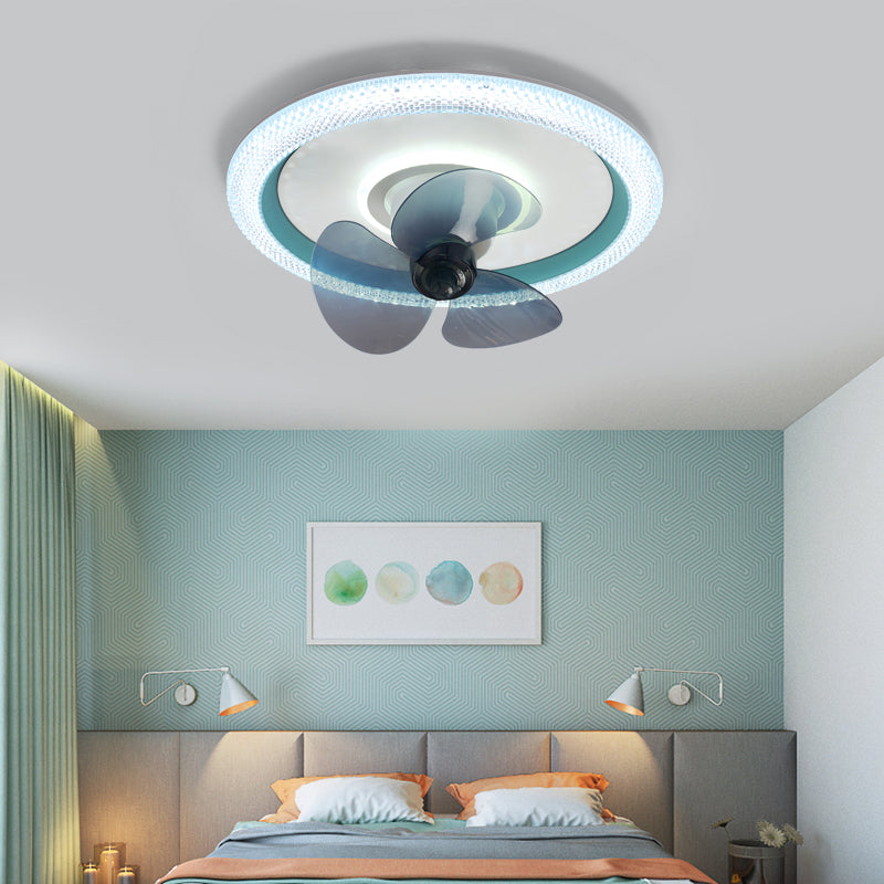 Metal Round Ceiling Fan Lights Modern Style 2 Lights Flush Mount Lamp