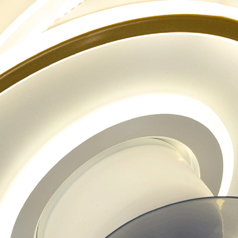 Metal Round Ceiling Fan Lights Modern Style 2 Lights Flush Mount Lamp