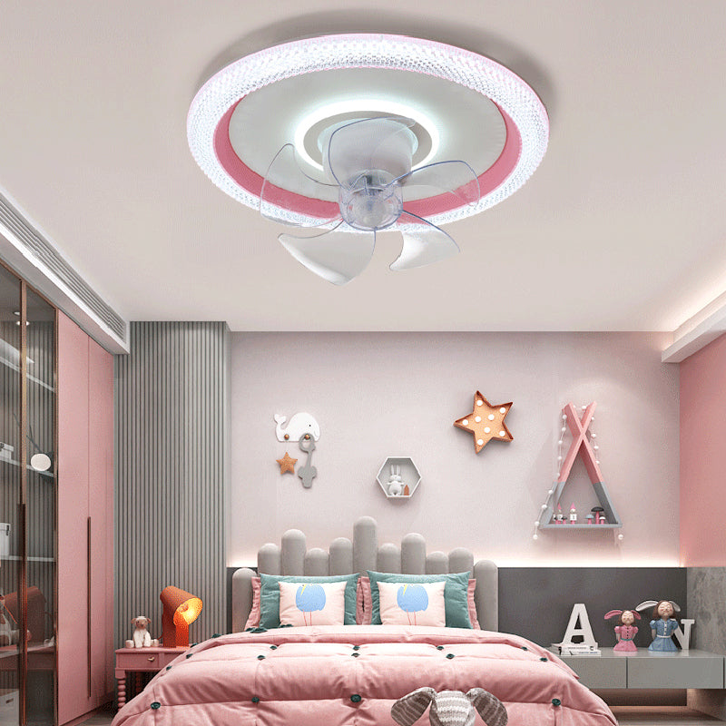Metal Round Ceiling Fan Lights Modern Style 2 Lights Flush Mount Lamp
