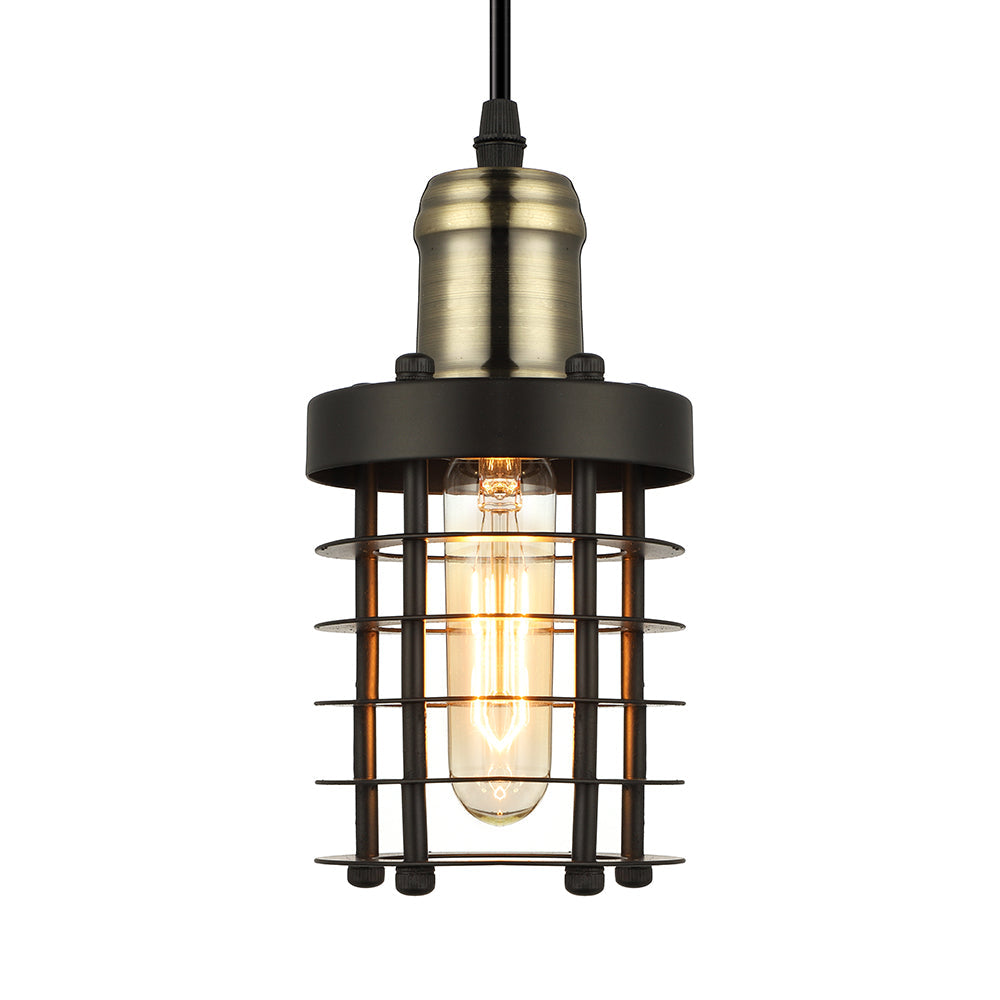 Iron Cylindrical Ceiling Fixture Retro Industrial 1 Head Living Room Hanging Lamp with Wire Cage Shade in Copper/Aged Brass Clearhalo 'Art Deco Pendants' 'Cast Iron' 'Ceiling Lights' 'Ceramic' 'Crystal' 'Industrial Pendants' 'Industrial' 'Metal' 'Middle Century Pendants' 'Pendant Lights' 'Pendants' 'Tiffany' Lighting' 5067
