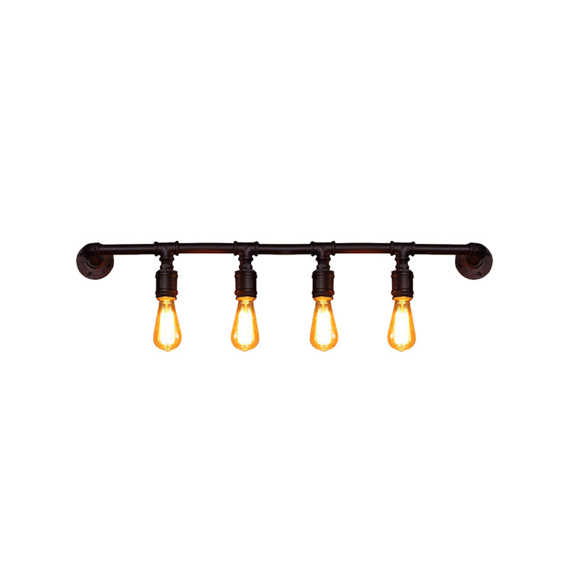 2/4 Lights Linear Wall Light Fixture Vintage Black Finish Metallic Wall Sconce Lamp for Bar Clearhalo 'Art deco wall lights' 'Cast Iron' 'Glass' 'Industrial wall lights' 'Industrial' 'Middle century wall lights' 'Modern' 'Rustic wall lights' 'Tiffany' 'Traditional wall lights' 'Wall Lamps & Sconces' 'Wall Lights' Lighting' 510871