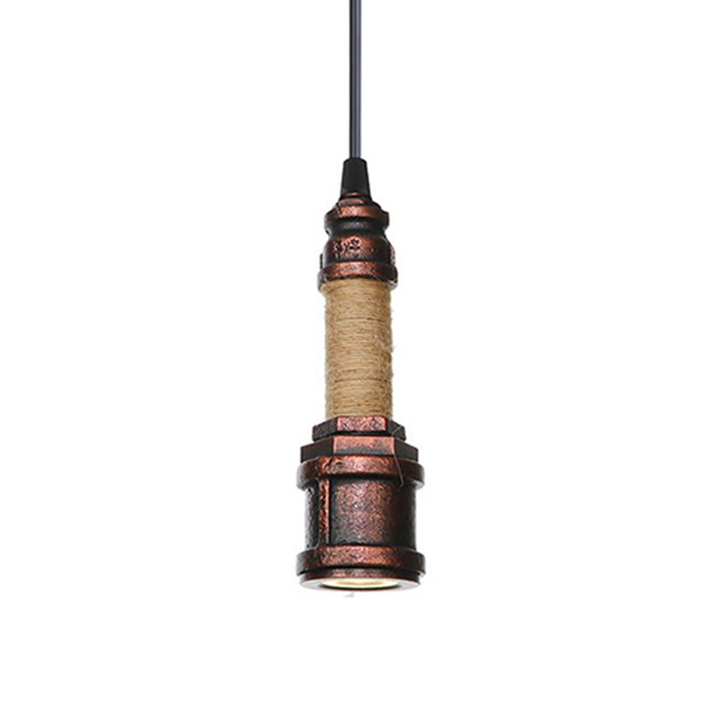 1 Light Water Pipe Hanging Lighting Industrial Rust Metallic LED Ceiling Pendant Lamp, 7.5"/8.5" High Clearhalo 'Art Deco Pendants' 'Cast Iron' 'Ceiling Lights' 'Ceramic' 'Crystal' 'Industrial Pendants' 'Industrial' 'Metal' 'Middle Century Pendants' 'Pendant Lights' 'Pendants' 'Tiffany' Lighting' 510924
