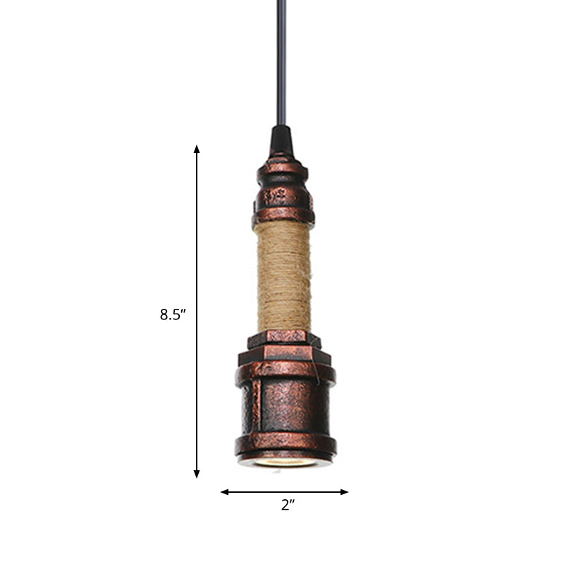 1 Light Water Pipe Hanging Lighting Industrial Rust Metallic LED Ceiling Pendant Lamp, 7.5"/8.5" High Clearhalo 'Art Deco Pendants' 'Cast Iron' 'Ceiling Lights' 'Ceramic' 'Crystal' 'Industrial Pendants' 'Industrial' 'Metal' 'Middle Century Pendants' 'Pendant Lights' 'Pendants' 'Tiffany' Lighting' 510926