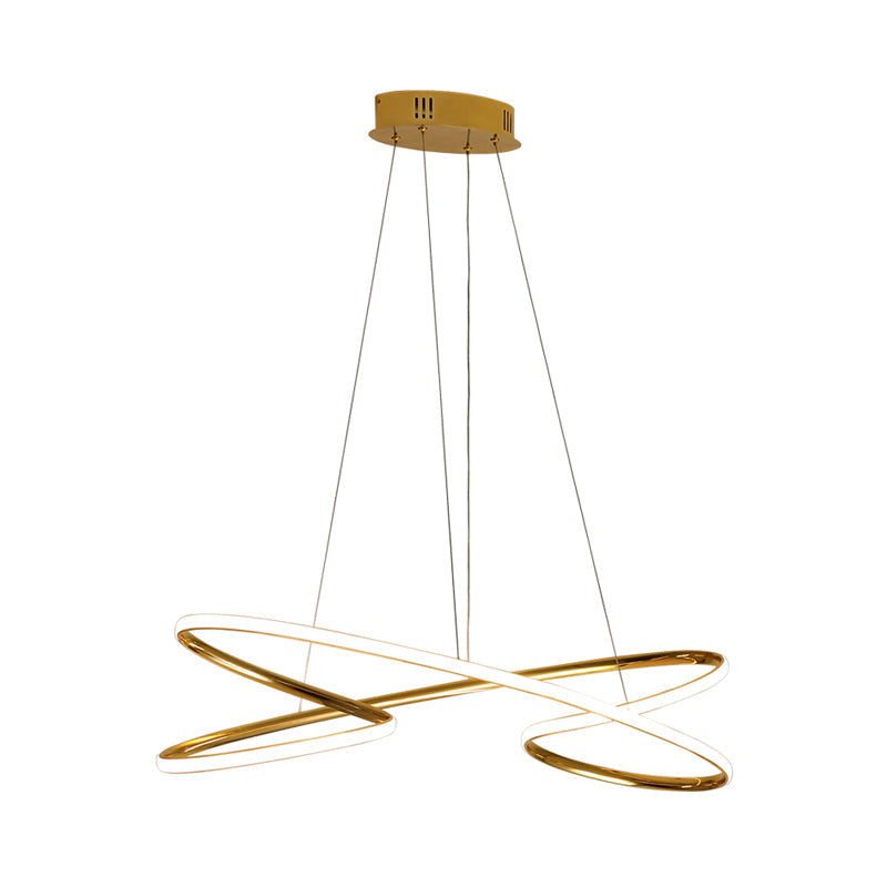 31.5"/39" Wide Twist Acrylic Chandelier Lighting Modernist Led Chrome/Gold Hanging Pendant Light in Warm Light Clearhalo 'Ceiling Lights' 'Chandeliers' 'Modern Chandeliers' 'Modern' Lighting' 512014