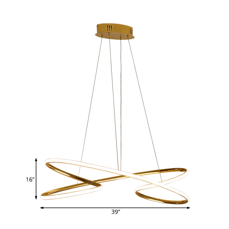 31.5"/39" Wide Twist Acrylic Chandelier Lighting Modernist Led Chrome/Gold Hanging Pendant Light in Warm Light Clearhalo 'Ceiling Lights' 'Chandeliers' 'Modern Chandeliers' 'Modern' Lighting' 512016