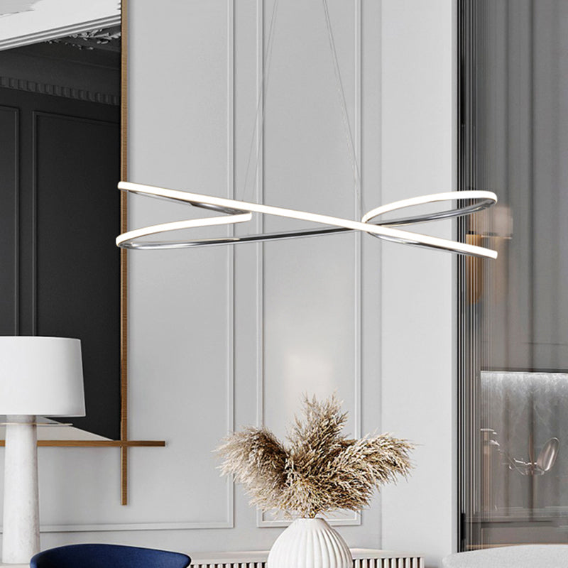 31.5"/39" Wide Twist Acrylic Chandelier Lighting Modernist Led Chrome/Gold Hanging Pendant Light in Warm Light Chrome Clearhalo 'Ceiling Lights' 'Chandeliers' 'Modern Chandeliers' 'Modern' Lighting' 512017