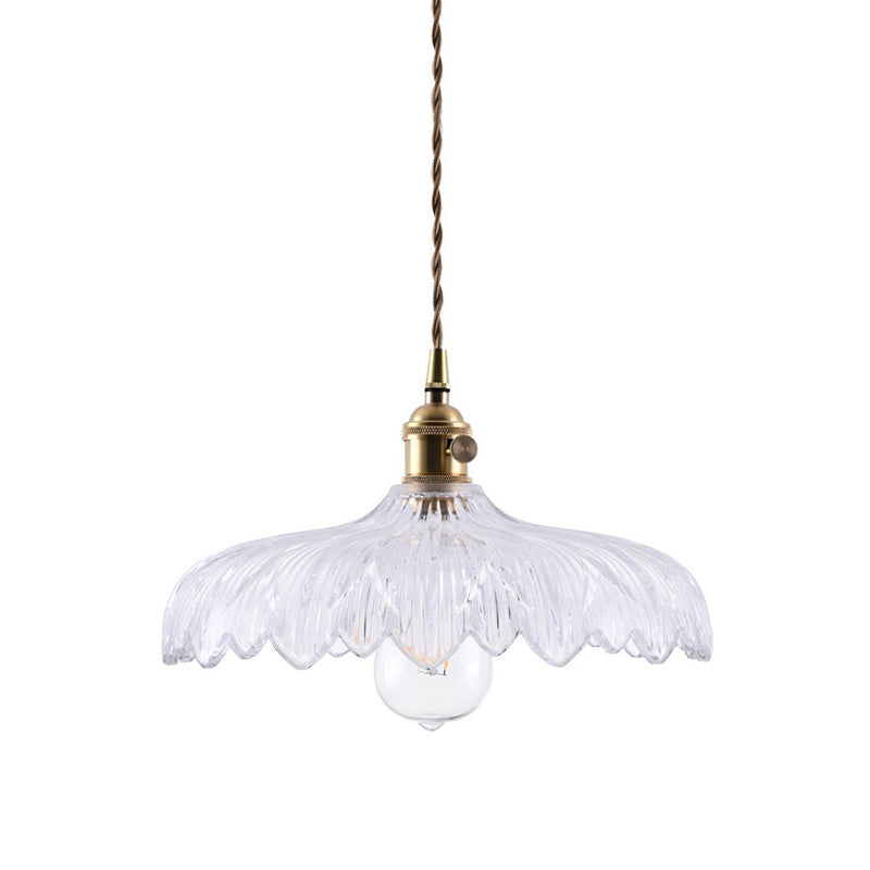 10"/12" Wide Modern Umbrella Pendant White Prismatic Glass 1-Light Restaurant Suspension Lamp in Brass Clearhalo 'Ceiling Lights' 'Glass shade' 'Glass' 'Modern Pendants' 'Modern' 'Pendant Lights' 'Pendants' Lighting' 512232