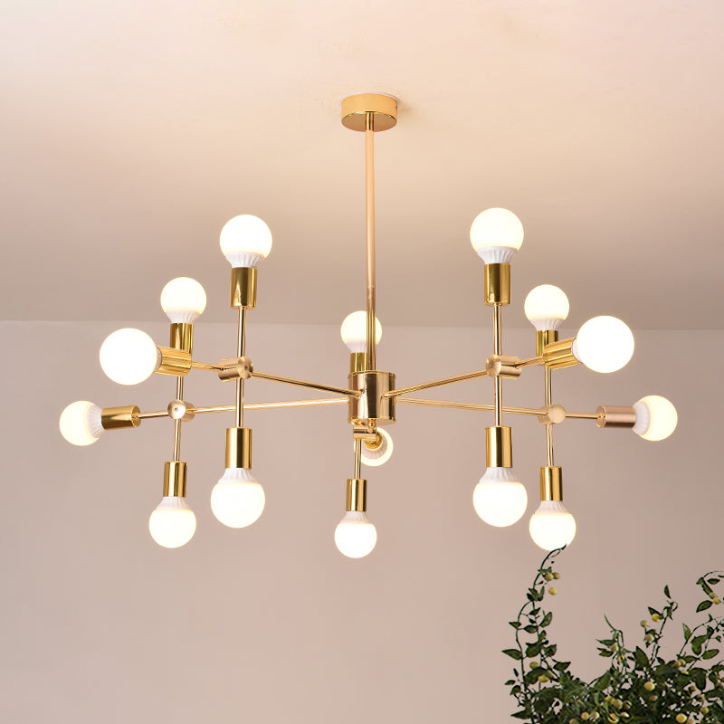 Gold Sputnik Hanging Ceiling Light Modern Nordic 15 Lights Iron Chandelier Pendant Lamp for Living Room Clearhalo 'Ceiling Lights' 'Chandeliers' 'Glass shade' 'Glass' 'Modern Chandeliers' 'Modern' Lighting' 512480