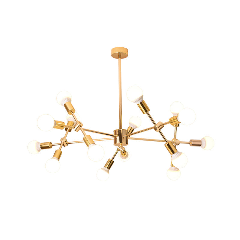 Gold Sputnik Hanging Ceiling Light Modern Nordic 15 Lights Iron Chandelier Pendant Lamp for Living Room Clearhalo 'Ceiling Lights' 'Chandeliers' 'Glass shade' 'Glass' 'Modern Chandeliers' 'Modern' Lighting' 512482